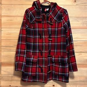 Girls Divided by H&M size 10 red plaid coat